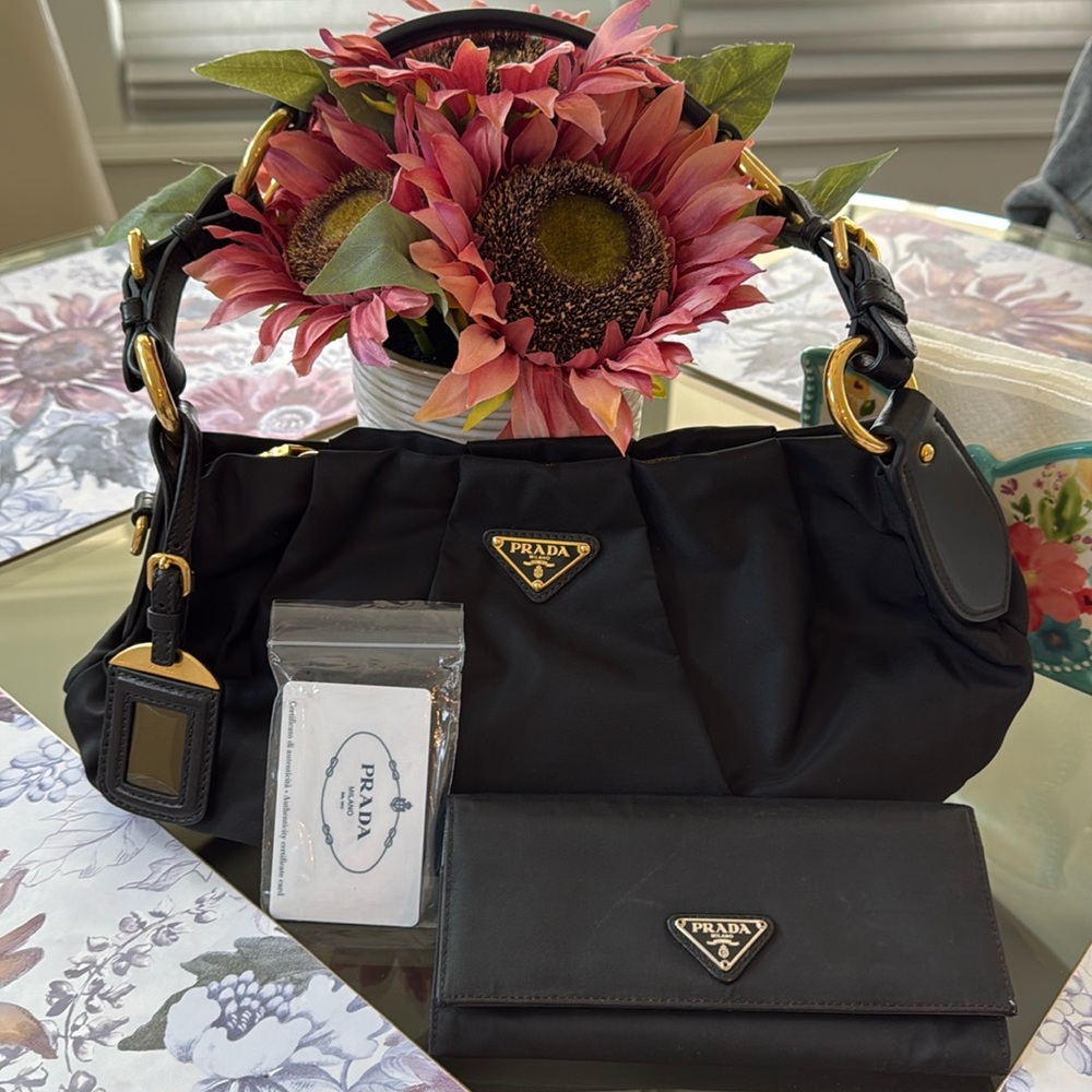 EUC Prada nylon bag with authentic card and free wallet
